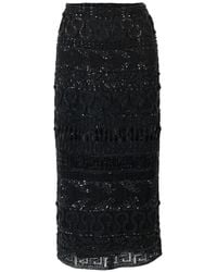 Carolina Herrera - Embroidered Tulle Midi Skirt - Lyst