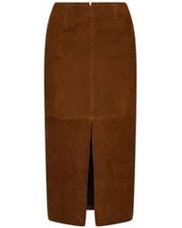 ROTATE BIRGER CHRISTENSEN - Suede Midi Pencil Skirt Dark - Lyst