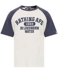 A Bathing Ape - Raglan-Sleeve Logo-Print Cotton T-Shirt - Lyst