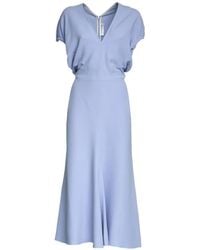 Victoria Beckham - V-Neck Midi Dress - Lyst