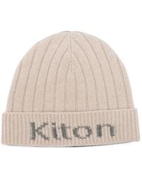 Kiton - Logo-Intarsia Ribbed Beanie Hat - Lyst