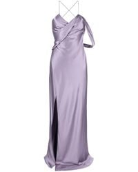 Michelle Mason - V-Neck Side-Slit Silk Maxi Dress - Lyst