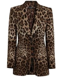 Dolce & Gabbana - Turlington Leo-Print Wool Single-Breasted Jacket - Lyst