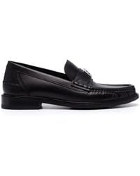 Fendi - Logo-plaque Leather Loafers - Lyst