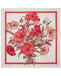 Ferragamo - Poppies Print Silk Foulard - Lyst