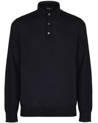 ZEGNA - Ribbed Long-Sleeve Polo Shirt - Lyst