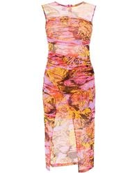 Pinko - Sea-Print Midi Dress - Lyst