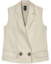 ARMANI EXCHANGE - Double-Breasted Linen Waistcoat - Lyst