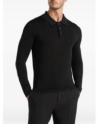 Manière De Voir - Polo Pl002 En Maille Noire À Manches Longues - Lyst