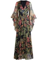 Etro - Zijden Maxi-Jurk Met Bloemenprint - Lyst