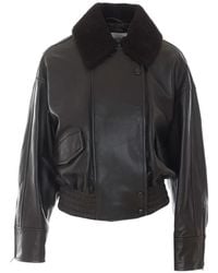 IVY & OAK - Shearling-Collar Leather Jacket - Lyst