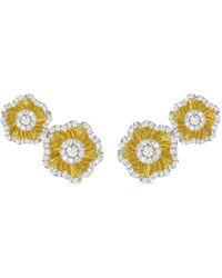 Marchesa - 18kt Yellow Gold Halo Flower Diamond Earrings - Lyst