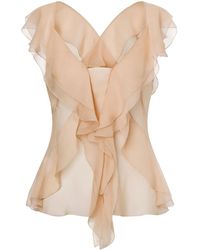 Alberta Ferretti - ラッフル シルクブラウス - Lyst