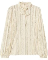 Twinset - Striped Lace Bow Blouse - Lyst