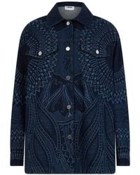 Alberta Ferretti - Jacquard-Pattern Denim Jacket - Lyst