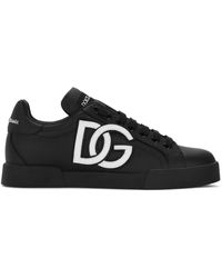 Dolce & Gabbana - Portofino Leren Sneakers Met Logo Label - Lyst