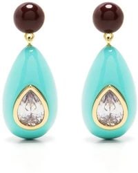 Eshvi - Crystal Enamel Drop Earrings - Lyst