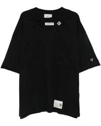 Maison Mihara Yasuhiro - Distressed-Effect Layered-Neck T-Shirt - Lyst