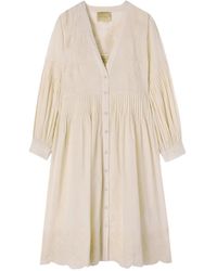 Momoní - Embroidered Micro-Pleated Midi Dress - Lyst