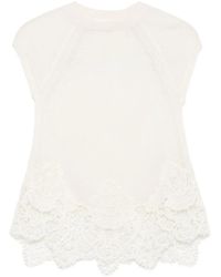 Ermanno Scervino - Lace-Trimmed Knitted Top - Lyst