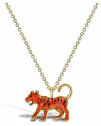 Pragnell - 18Kt Zodiac Tiger Pendant Necklace - Lyst