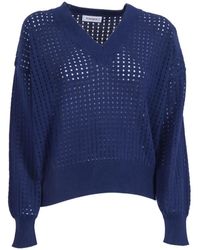 Kangra - Open-Knit V-Neck Jumper - Lyst