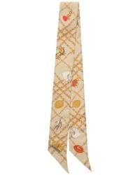 Burberry - Skinny Check Charm Silk Scarf - Lyst