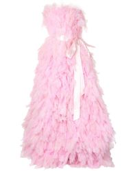 Isabel Sanchis Full Plume Strapless Gown - Pink