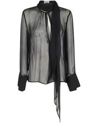Erika Cavallini Semi Couture - Sheer Pussy-Bow Blouse - Lyst