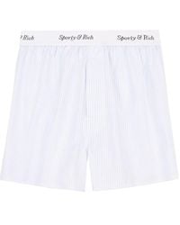 Sporty & Rich - Gestreifte Shorts mit Logo-Bund - Lyst
