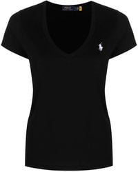 Polo Ralph Lauren - Logo-Embroidered V-Neck Cotton-Jersey T-Shirt - Lyst