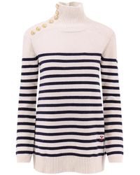 The Seafarer - Pull Rayé Sofy À Détail Bouton - Lyst