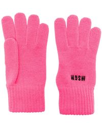 MSGM - Logo-Embroidered Knitted Gloves - Lyst