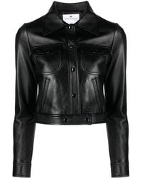 Courreges - Cropped Leather Jacket - Lyst