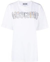 Moschino - Embroidered-logo Round-neck T-shirt - Lyst