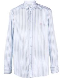 Etro - Logo-Embroidered Striped Cotton Shirt - Lyst