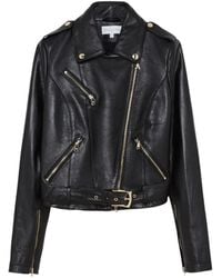 Patrizia Pepe - Grained Lambskin Biker Jacket - Lyst