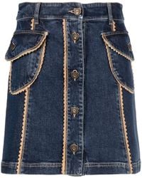Moschino - Scallop-Edge Denim Miniskirt - Lyst