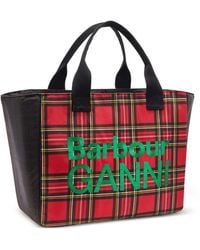 Ganni - X Barbour Tartan Tote Bag - Lyst