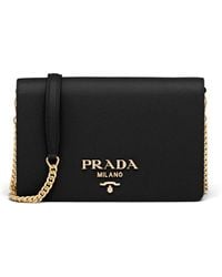 Prada - Logo-Lettering Saffiano Leather Shoulder Bag - Lyst