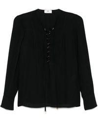Elisabetta Franchi - Georgette Blouse Met Veters - Lyst