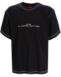 HUGO - T-shirt en coton à logo brodé - Lyst