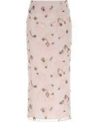 ROTATE BIRGER CHRISTENSEN - Midi Skirt With Floral Embroidery - Lyst