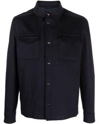 Herno - Blue Virgin Wool-cashmere Blend Shirt Jacket - Lyst