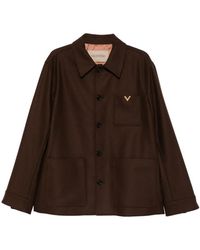 Valentino Garavani - Vlogo-Plaque Virgin-Wool Shirt Jacket - Lyst