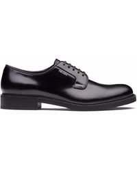 Prada - Brushed-leather Derby Shoes - Lyst