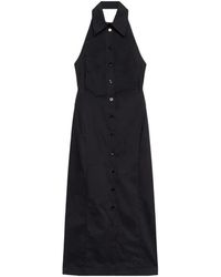 Blumarine - Plissé Button Midi Dress - Lyst