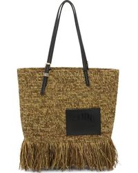 Ganni - Raffia Tote Bag - Lyst