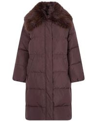 Twinset - Faux-Fur Collar Padded Coat - Lyst