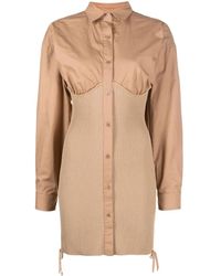 ANDREADAMO - Ribbed Mini Shirt Dress - Lyst